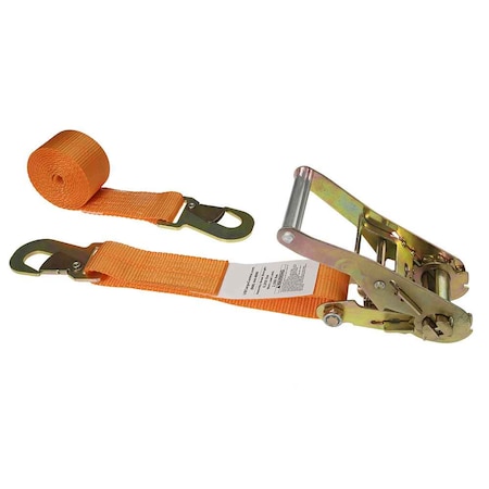 Us Cargo Control 2" x 8' Orange Car Tie Down Strap w/ Flat Snap Hooks 5108FSH-NSOR